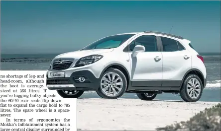  ??  ?? Mokka’s raised ride height suggests offroader but it’s front-wheel drive only.