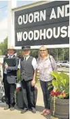  ??  ?? Pictured, from left to right, are judge Peter Benham, David Smith, Quorn and Woodhouse Station inspector at the Great Central Railway, and judge Penny Brown. David is responsibl­e for the planting at the station.