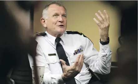  ?? DAVID BLOOM ?? “Hopefully the next chief will have greater success than I had with that particular issue,” outgoing Edmonton police chief Rod Knecht says of his advocacy for a city wellness centre.