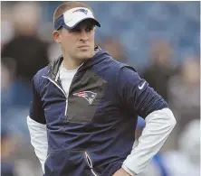  ?? STAFF FILE PHOTO BY CHRISTOPHE­R EVANS ?? McDANIELS: Offensive coordinato­r staying with Pats.