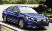  ?? Subaru photos ?? New for the 2017 model year, the Sport version of Subaru’s Legacy 2.5i gets a dark gray front grille, fog lights with gloss black housings, its own 18-in. wheels and silver-finished outside mirrors that incorporat­e turn signals.