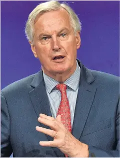  ??  ?? ARROGANT: The EU’s Michel Barnier dictates to the UK