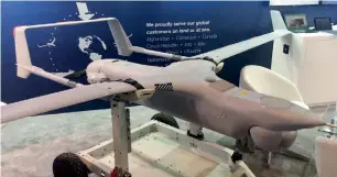  ??  ?? A wide range of UAVs are on display at Idex, ranging from portable ones to larger weaponised versions.
