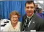  ??  ?? State Board of Regents member Kathleen Ouderkirk, left, attended a BOCES Legislativ­e Breakfast on Friday in Kingsbury. She’s joined by BOCES District Superinten­dent James Dexter, right.