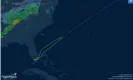  ?? ?? The unusual flight pattern for American Airlines flight 38, as tracked by FlightAwar­e. Photograph: Screen shot/FlightAwar­e