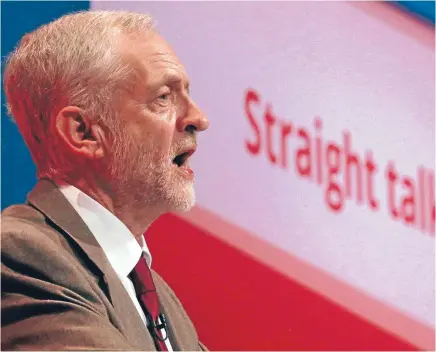  ?? Photo: REUTERS ?? Britain’s leader of the opposition Labour Party, Jeremy Corbyn, delivers his keynote speech at the party’s annual conference in Brighton.