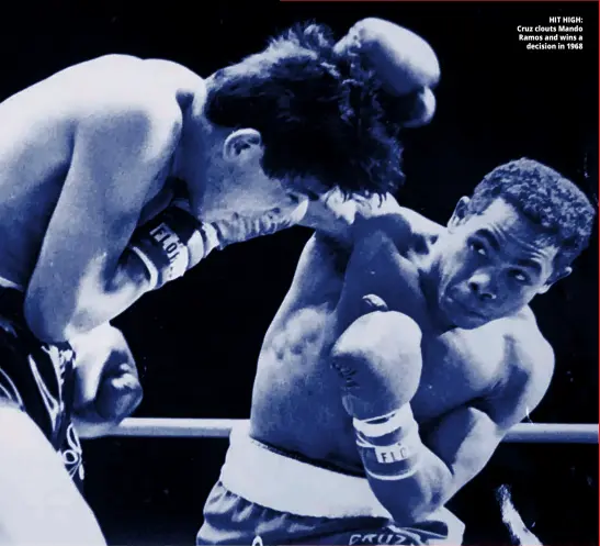  ??  ?? HIT HIGH: Cruz clouts Mando Ramos and wins a decision in 1968