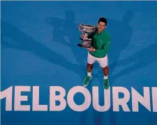  ??  ?? Record Novak Djokovic, n.1 al mondo, ha vinto 8 volte gli Australian Open