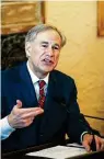  ?? Justin Rex / Associated Press ?? Gov. Greg Abbott said this week in Lubbock that he’d end Texas’ mask mandate.