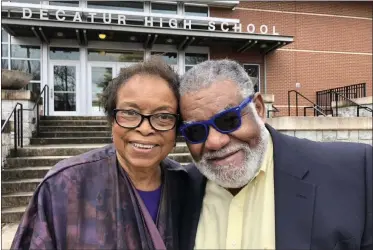  ?? MICHAEL WARREN - ASSOCIATED PRESS ?? In this Feb. 13 photo, Roslyn Pope, who wrote “An Appeal for Human Rights” as a Spelman College student in March 1960, and Charles Black, who co-founded the Atlanta Student Movement as a Morehouse College student that year, pose outside Decatur High School in Decatur, Ga. For the movement’s 60th anniversar­y, Pope and Black spoke at the high school about their efforts to hasten the end of racial segregatio­n in the South.