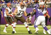  ?? BRUCE KLUCKHOHN / AP ?? Browns guard Wyatt Teller has agreed to a fouryear, $56.8 million contract extension with the team through the 2025 season. He was expected to sign the deal Tuesday.