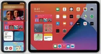  ??  ?? The Photos widget can be accommodat­ed on the iphone's home screen (left) but not on ipads (right)