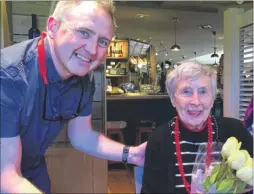  ??  ?? Paul Stewart with Sylvia Luckhurst celebratin­g her 90th birthday at the Poppy Fields pub in Allington