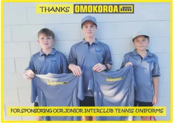  ??  ?? Ōmokoroa ITM has sponsored shirts for the Junior Interclub team. PHOTO: Supplied.