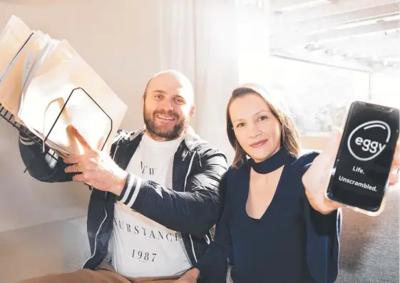  ??  ?? Kirk Reynoldson and wife Kate Morgan have founded Eggy, a company behind a prototype app to take the hassle out of managing daily admin tasks.