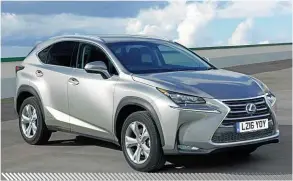  ??  ?? Price range: £34,895-£44,395 Our pick: NX 300h Luxury (£37,895) Engine: 2.5-litre 4cyl petrol plus electric motor, 197bhp Transmissi­on: E-CVT auto, part-time 4WD Top speed: 112mph Economy: 54.3mpg CO2: 121g/km