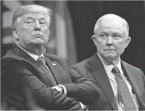  ?? EVAN VUCCI/AP ?? President Donald Trump never kept a secret of his unhappines­s with Attorney General Jeff Sessions and his recusal from the Russia inquiry.