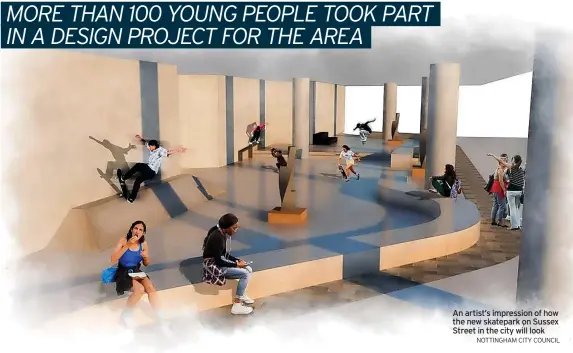  ?? NOTTINGHAM CITY COUNCIL ?? An artist’s impression of how the new skatepark on Sussex Street in the city will look