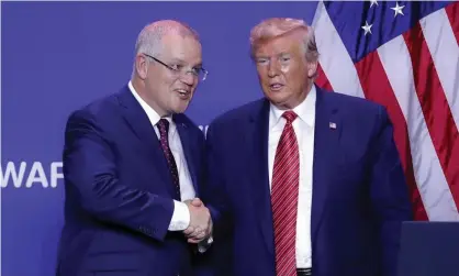  ?? Photograph: John Minchillo/AP ?? Labor’s Anthony Albanese has taken aim at Scott Morrison over his handling of the alliance and key challenges including climate change under Donald Trump.