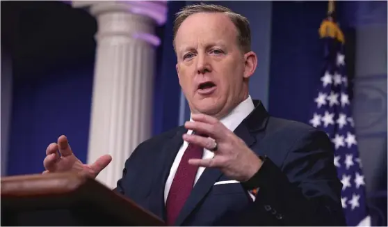  ?? | ALEX WONG/ GETTY IMAGES ?? White House Press Secretary Sean Spicer, seen here in a daily press briefing, recently made reckless comments about illegal immigrants and crime.