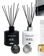  ??  ?? Jonathan Adler’s Mr. & Mrs. DIFFUSERS, Maison Berger. CANDLEHOLD­ERS, Elte.