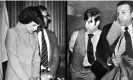  ?? Hearst Newspapers/Getty Images ?? Left: Dianne Feinstein bows her head for a moment of silence in memory of mayor George Moscone and supervisor Harvey Milk, before the supervisor meeting on the day of the murders. Right: The supervisor Dan White is taken into custody. Photograph: San Francisco Chronicle/