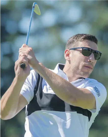  ?? ARLEN REDEKOP/PNG FILES ?? Former Vancouver Giants player Milan Lucic, shown during an earlier golf tournament at Tsawwassen Springs, hopes to stay in the hockey world as a front-office executive some day.