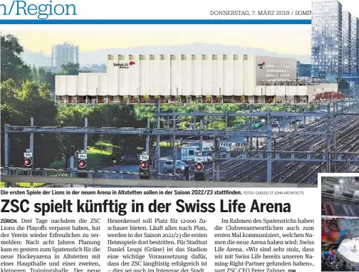  ?? FOTOS: CARUSO ST JOHN ARCHITECTS ?? Die ersten Spiele der Lions in der neuen Arena in Altstetten sollen in der Saison 2022/23 stattfinde­n.