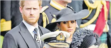  ?? Picture: REUTER/FILE ?? Britain’s Meghan, Duchess of Sussex, cries as she, Prince Harry, Duke of Sussex attend the state funeral and burial of Britain’s Queen Elizabeth, in London, Britain, September 19,
2022.