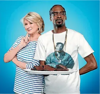  ??  ?? Martha Stewart and Snoop Dogg serve up entertaini­ng television in Martha & Snoop’s Potluck Dinner Party.