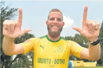  ?? Picture: Gallo Images ?? SKY’S THE LIMIT. Mamelodi Sundowns unveiled Jeremy Brockie at Chloorkop yesterday after the New Zealander joined the Brazilians from cross-rivals SuperSport United earlier this week.