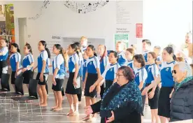  ??  ?? Kuia and children ready to welcome Minister Shane Jones to Te Awahou Nieuwe Stroom.