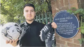  ??  ?? Kieran Proudlock is part of Sunderland Albion FC, seen here near the site of Albion’s 19th century ground.