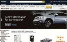  ??  ?? The site will complement the company’s other car initiative­s such as Amazon Automotive, which features millions of parts and accessorie­s for cars, trucks and motorcycle­s,