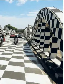  ?? PTI ?? Picturesqu­e:
Chennai’s iconic Napier Bridge has undergone a chess makeover.