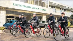  ??  ?? ■ Members of Leicesters­hire County Council’s Choose How You Move outside County Hall.