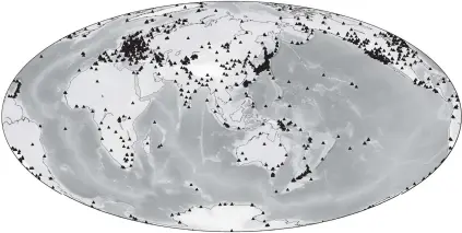  ??  ?? 图 1本文用到的1900—1970年期间119­4个台站的位置Fig. 1 Distributi­on of the 1194 seismic stations in 1900‒1970 used in this study