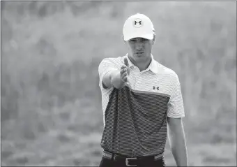  ?? PETER MORRISON/AP PHOTO ?? Jordan Spieth on the 17th green during a practice round for the British Open on Monday at Carnoustie golf club in Scotland. Spieth is the defending champion.