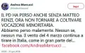  ??  ?? «Abbiamo perso anche senza Renzi»: il tweet polemico di Andrea Marcucci, capogruppo al Senato