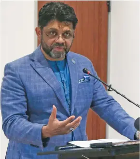  ?? Photo: Kelera Sovasiga ?? Attorney-General and Minister for Economy Aiyaz Sayed-Khaiyum announces the MSME COVID-19 Concession­al Finance Support Package at Level 10, Ro Lalabalavu House on May 24, 2020.