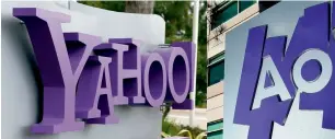  ?? — AFP ?? AOL and Yahoo will be combined into a unit called Oath after telecom titan Verizon bought the pioneering internet firm, according to a tweet on April 3, 2017, by the AOL chief.