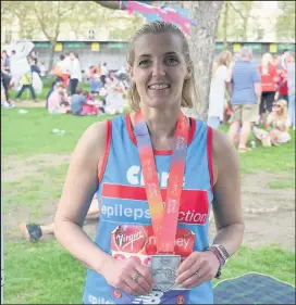  ??  ?? Loughborou­gh woman Clare Pinchess ran the Virgin Money London Marathon to raise vital funds for national charity Epilepsy Action