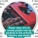  ??  ?? Fewer than 2% of young people end up working in the artistic, literary and media sector