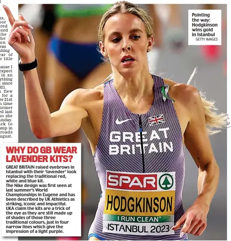  ?? GETTY IMAGES ?? Pointing the way: Hodgkinson wins gold in Istanbul