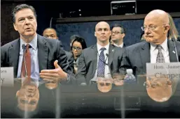  ??  ?? Clearance sale: Former FBI chief James Comey (left) and former DNI James Clapper (right) have used their federal security access to make bank.