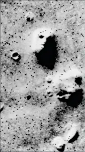  ??  ?? Nasa’s 1976 image of what appeared to be an enormous human face on Mars reignited interest in the planet