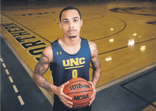  ?? Andy Cross, The Denver Post ?? After scoring 24 points Saturday in Northern Colorado’s 65-59 victory against visiting Sacramento State, Northern Colorado guard Jordan Davis is just 18 points from becoming the Bears’ career leading scorer.