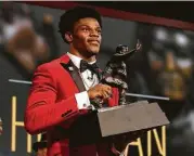  ?? Todd Van Emst - Pool / Getty Images ?? Lamar Jackson accounted for 51 touchdowns and averaged 410 yards of offense per game this season.