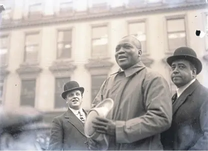  ??  ?? Heavyweigh­t boxing champion Jack Johnson became a Freemason in Dundee in 1911. Johnson was jailed in the US for “taking a woman across state lines for immoral purposes”.