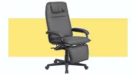  ?? REVIEWED / FLASH FURNITURE ?? A footrest is a nice touch for extra comfort and to recline while working.